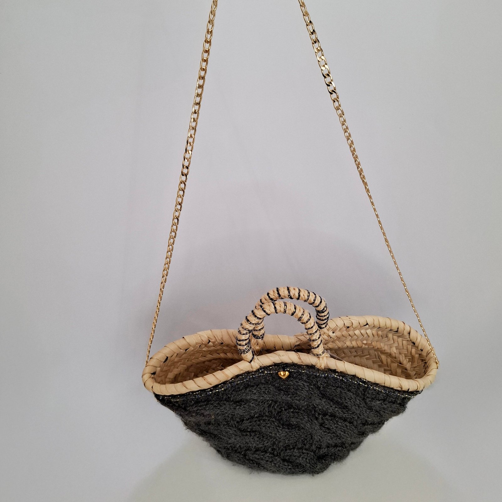 Malas cestas em verga forradas a lã - Antracite